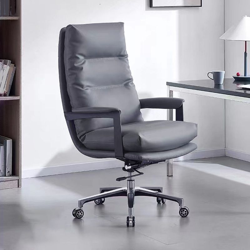 Contemporary Office Chair Adjustable Seat Height Leather Leather Executive Chair Clearhalo 'furn' 'furn_office_chair' 'Furniture' 'Office Chairs' 'Office Furniture' 'office_chair' 1200x1200_46fc3605-18ec-4197-96d3-f7b64d8724b4