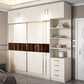 Contemporary Soft Close Doors Wardrobe Cabinet White Wood Sliding Doors with Shelves