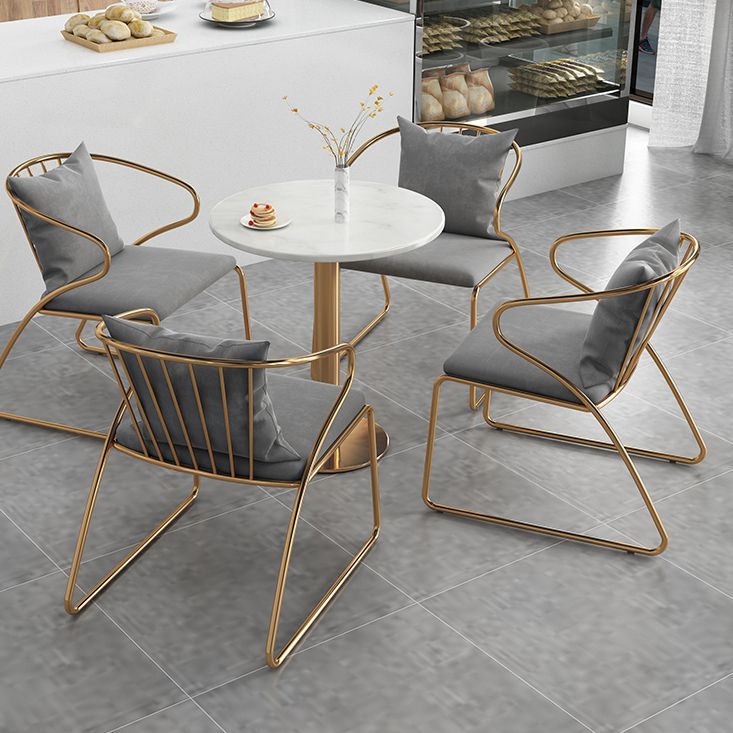 ホワイト1/5ピースダイニングセットモダンなスタイルフェイクマーブルダイニングテーブルセットセット