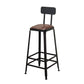 Tabouret de bar à dos basse de style brun de style contemporain avec jambes en métal