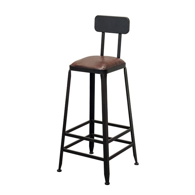 Tabouret de bar à dos basse de style brun de style contemporain avec jambes en métal