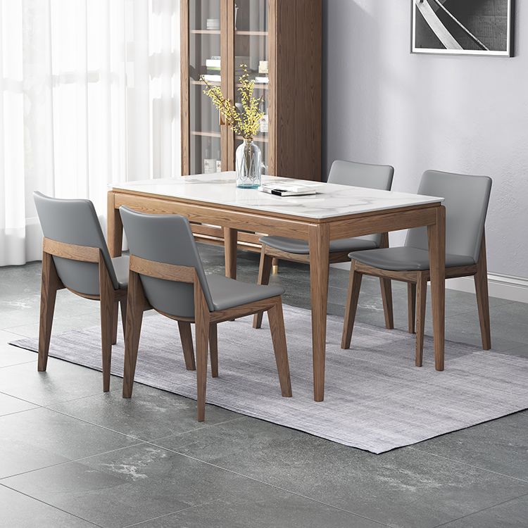 Rectangle Mid-Century Modern Dining Table White Sintered Stone Table with 4 Solid Wood Legs Clearhalo ' dining_table' 'Dining Tables & Seating' 'Dining Tables' 'furn' 'furn_dining_table' 'Furniture' 'furniture_dining_table' 'Kitchen & Dining Furniture' 'kitchen&dining_furn' 'kitchen' 'kitchen_dining_table' 1200x1200_4703470d-1427-44d5-a5f2-bb90d41ed078