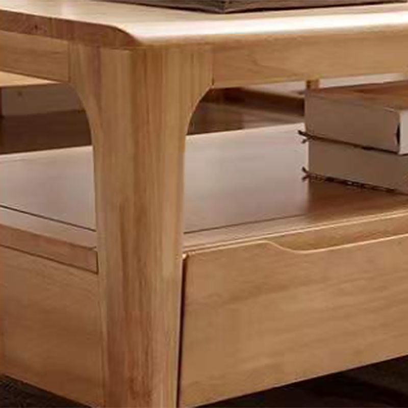 Nordic Style Square/rectangular 4 Legs Base Wooden Table with Storage Rack Coffee Table