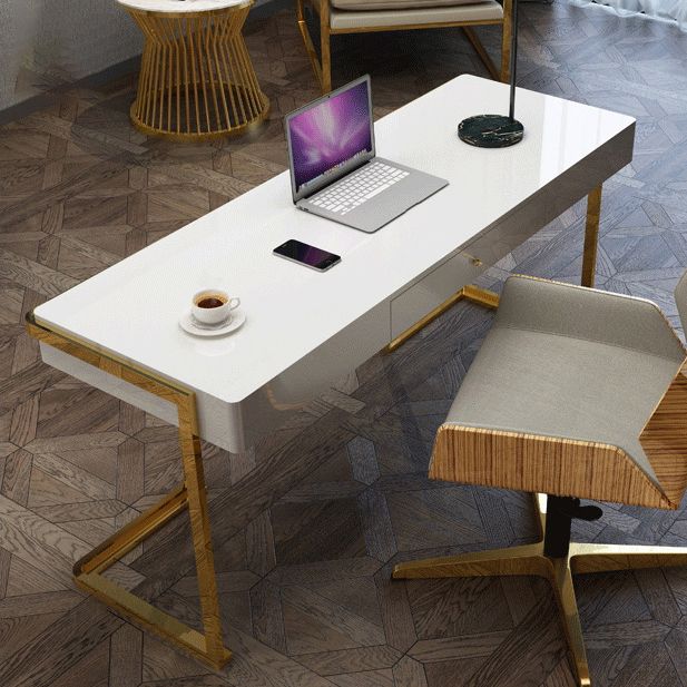 1-schüchternen Glam Office Desk Antique Finish Computer Desk mit Metallbeinen