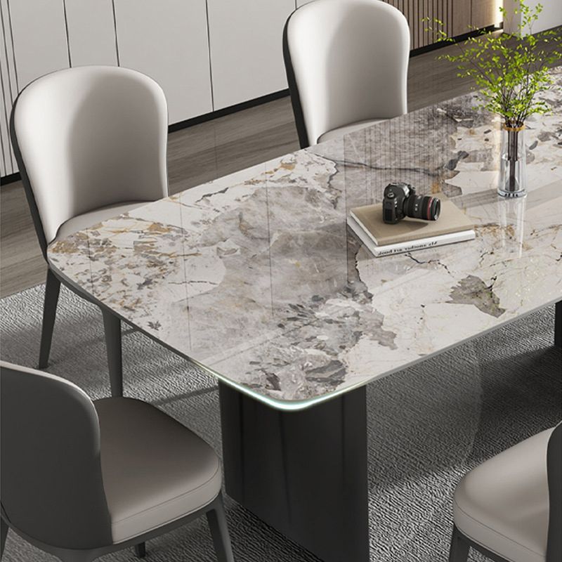 Set da tavolo da pranzo top in pietra 1/2/5/7 pezzi set da pranzo con sedie in pelle