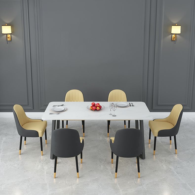 Sintered Stone Top Industrial Table for Restaurant Rectangle Dining Table Double Pedestal Clearhalo 'Dining Tables & Seating' 'Dining Tables' 'dining_table' 'furn' 'furn_dining_table' 'Furniture' 'furniture_dining_table' 'Kitchen & Dining Furniture' 'kitchen' 'kitchen_dining_table' 1200x1200_470afd3b-7292-471b-80d2-335cb88c40be