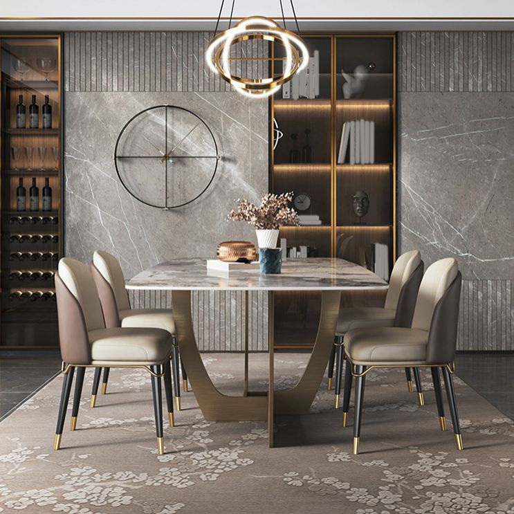 Luxurious Sintered Stone Top Dining Set Rectangle 1/4/5/6/7 Pieces Dining Table Set Clearhalo 'Dining Room Sets' 'Dining Tables & Seating' 'dining_room_set' 'furn' 'furn_dining_room_set' 'Furniture' 'Kitchen & Dining Furniture' 1200x1200_4710d1e2-5a9e-44e5-989d-7afeb52a012c