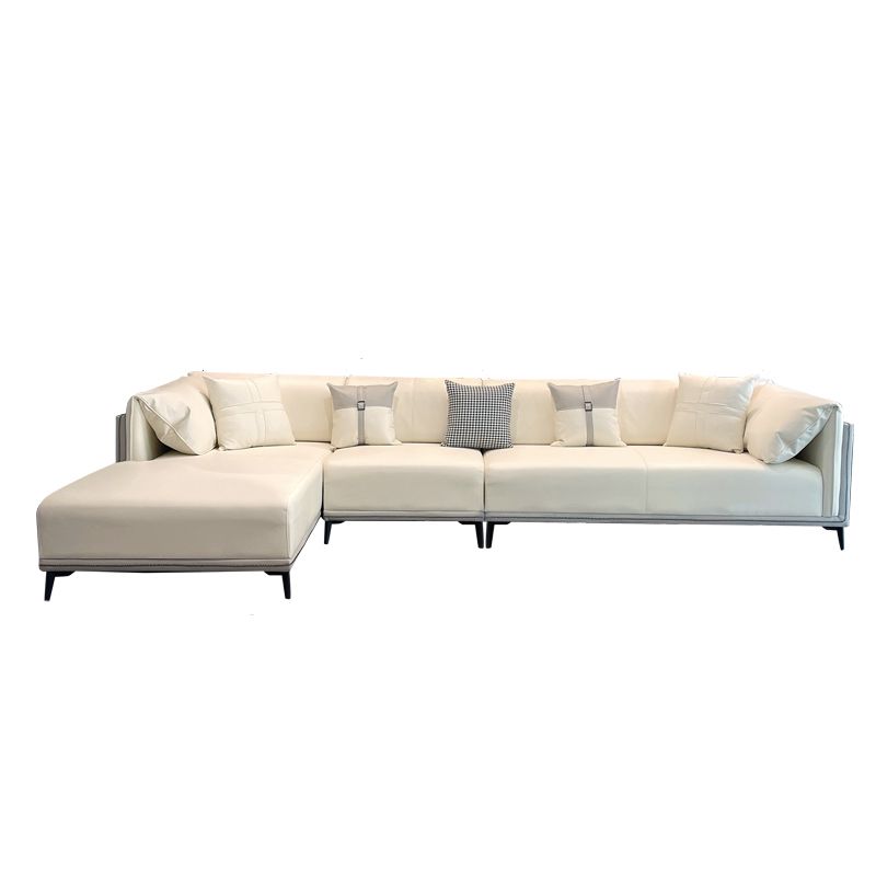 Modern Faux Leather Pillow Top Arm Sofa/Sectional Pillowed Back Cushions for Apartment Clearhalo 'furn' 'furn_sectionals' 'Furniture' 'furniture_sectionals' 'kitchen' 'kitchen_sectionals' 'Living Room Furniture' 'Sectionals' 1200x1200_4710d600-dff4-4042-980d-ba6a6f508e12