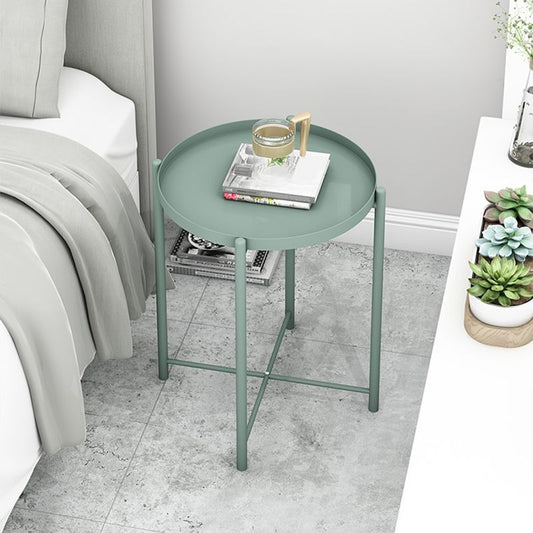 Mid-Century Metal Corner Table Tray Top Round Side End Table Clearhalo 'Coffee & Accent Tables' 'End & Side Tables' 'end_side_tables' 'furn' 'furn_end_side_tables' 'Furniture' 'Living Room Furniture' 1200x1200_4710ec78-61cc-428c-94fc-2b03dc4beedb