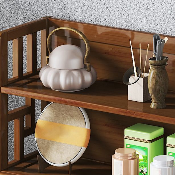 Hedendaags bruin bamboe buffet dressoir open opslagbuffettabel met 2-laden