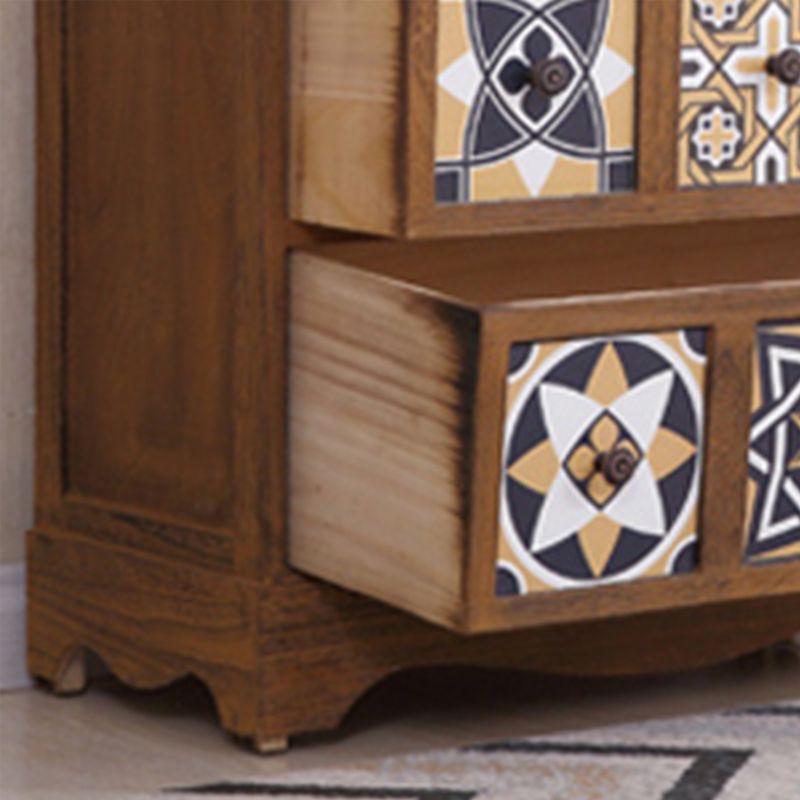 Coffre de rangement traditionnel marron, coffre de lingerie vertical avec tiroirs