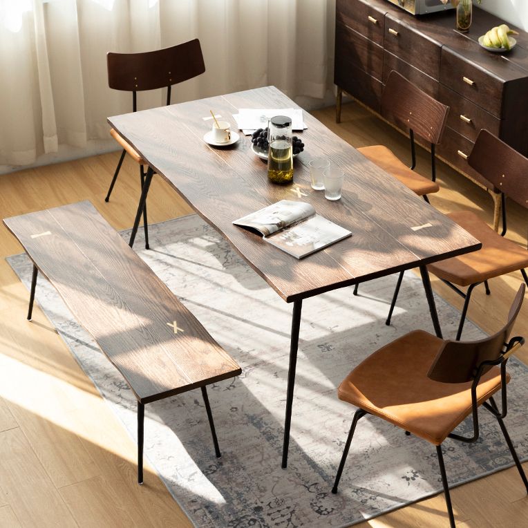 Glam Style Oak Wood Dining Table 4 Legs Table for Living Room Clearhalo 'Dining Tables & Seating' 'Dining Tables' 'dining_table' 'furn' 'furn_dining_table' 'Furniture' 'Kitchen & Dining Furniture' 1200x1200_471277df-61d7-4849-802b-e20ad19288be