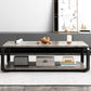 Modern Wooden Rectangular Top Coffee Table Steel 4 Legs Cocktail Table with Shelf