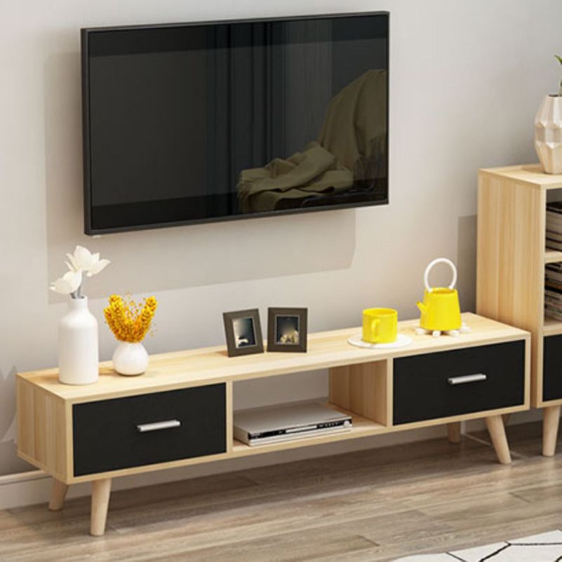 Scandinavian TV Media Console Wooden TV Stand Console with 2 Drawers Clearhalo 'furn' 'furn_tv_stands_entertainment_centers' 'Furniture' 'Living Room Furniture' 'TV Stands & Entertainment Centers' 'TV Stands & Media Storage Furniture' 'tv_stands_entertainment_centers' 1200x1200_4715d426-48c8-4453-bbec-838308b4ab5b