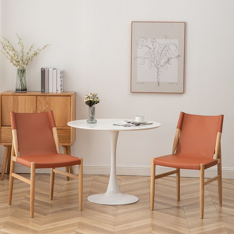 Chaise latéral en bois massif massif chaise de salle à manger sans bras en cuir contemporain