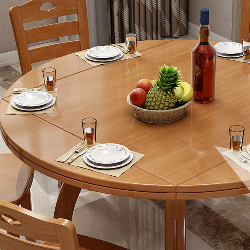 Modern Rubberwood Dinner Table Round 4 Legs Drop-Leaf Table for Home Use Clearhalo ' dining_table' 'Dining Tables & Seating' 'Dining Tables' 'furn' 'furn_dining_table' 'Furniture' 'furniture_dining_table' 'Kitchen & Dining Furniture' 'kitchen&dining_furn' 'kitchen' 'kitchen_dining_table' 1200x1200_4719d6fc-ea42-48c3-b4e1-e24c26ea58a5