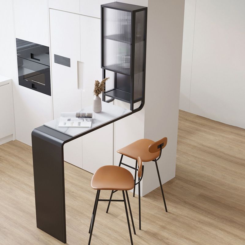 Glam Rectangle Bar Dining Table Stone Top and Metal Frame Bar Table Clearhalo 'Bar Furniture' 'Bar Tables' 'bar_tables' 'furn' 'furn_bar_tables' 'Furniture' 'Kitchen & Dining Furniture' 1200x1200_471a56ef-e191-49af-92cb-cee0bbfa83d6