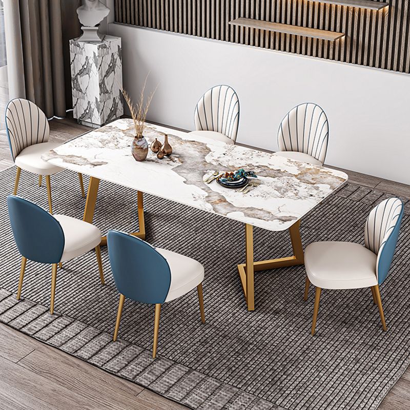 Iron and Slate Table Glam Style Simple Home Rectangular Dining Table Clearhalo 'Dining Tables & Seating' 'Dining Tables' 'dining_table' 'furn' 'furn_dining_table' 'Furniture' 'Kitchen & Dining Furniture' 1200x1200_471b9c96-1060-4f1d-8914-885d035189d9