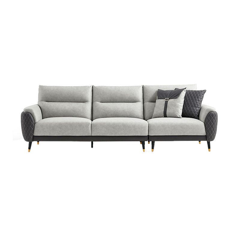Faux Leather Glam Stain Resistant Square Arm Sofa for Living Room