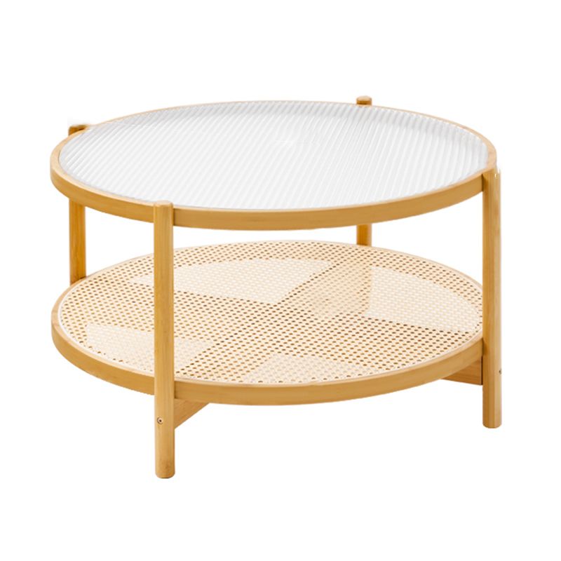 Tropical Coffee Table Glass 4 Legs Storage Round Coffee Cocktail Table Clearhalo 'Coffee & Accent Tables' 'Coffee Tables' 'coffee_tables' 'furn' 'furn_coffee_tables' 'Furniture' 'Living Room Furniture' 1200x1200_47221c98-b51d-4af4-9175-70d4a307cd76