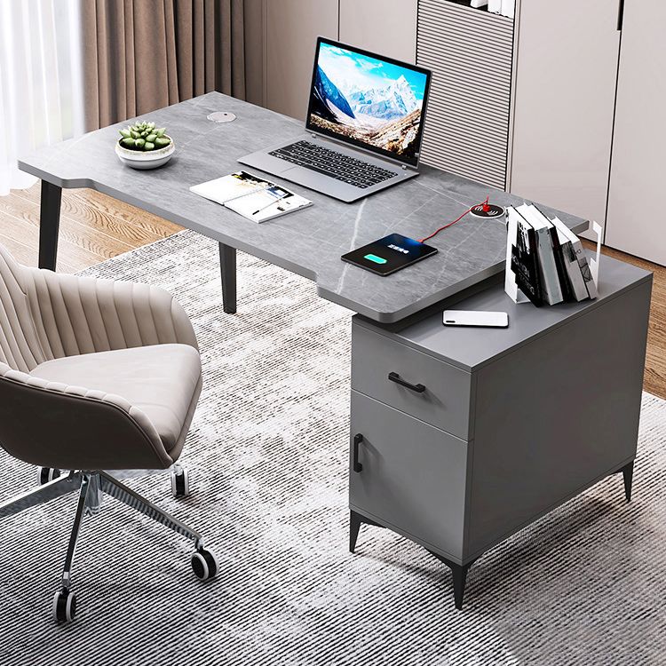 Contemporary Office Desk Home Writing Desk with Drawer and Cabinet Clearhalo 'furn' 'furn_office_desk' 'Furniture' 'Office Desks' 'Office Furniture' 'office_desk' 1200x1200_4722887b-49c7-4b75-af6f-ded105bdf406