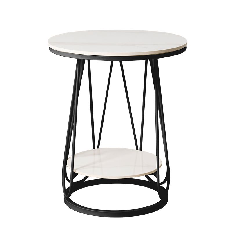 23.6 "Tall Modern Round Side End Table One Shelf bijzettafel met metalen frame