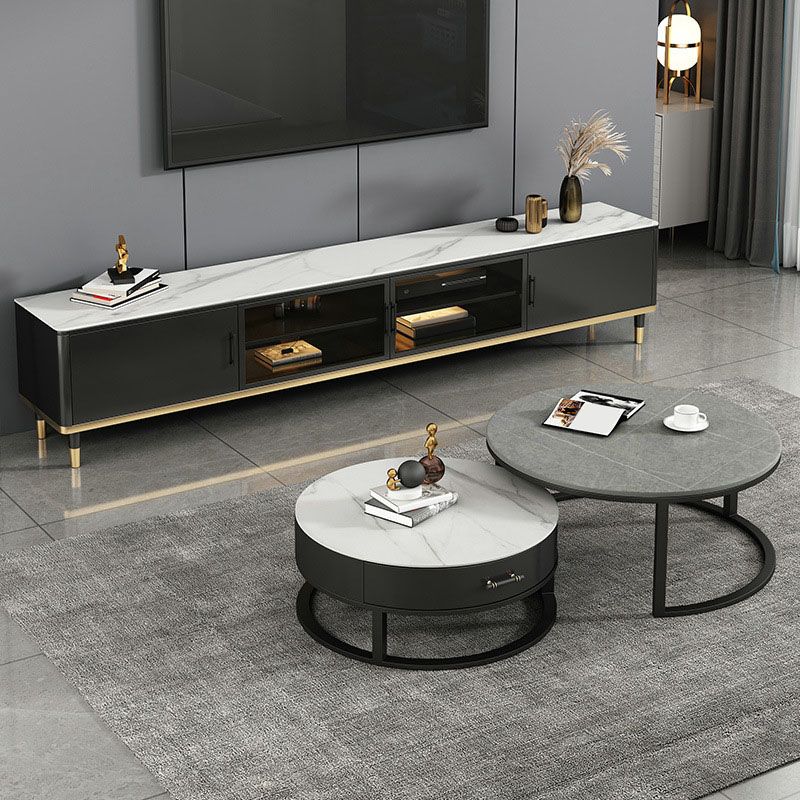 Stone TV Media Console Console TV con contenitore chiuso con ante