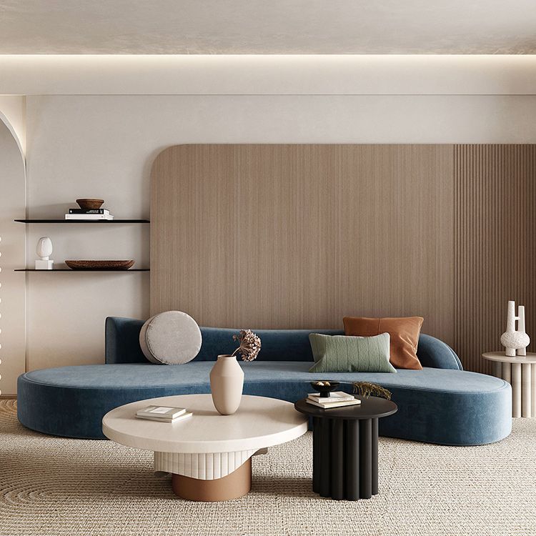 ベルベットモダンカーブドソファ39.37 "D 2羽の枕とアームレスソファ