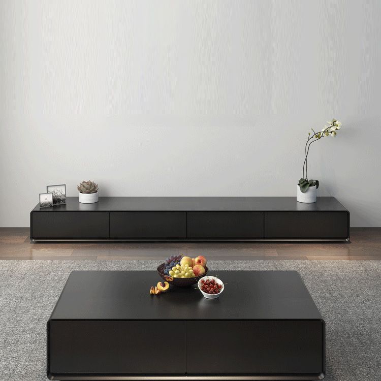 Moderne stijl rechthoekige houten tafel abstracte basis salontafel