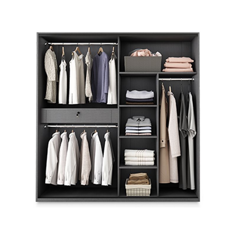 Modern Style Glass Wardrobe 1-Drawer Bedroom Wardrobe Closet Clearhalo 'Armoires & Wardrobes' 'armoires_wardrobes' 'Bedroom Furniture' 'furn' 'furn_armoires_wardrobes' 'Furniture' 1200x1200_4725eb4c-2d38-4d05-9e0b-f8b5d477b438