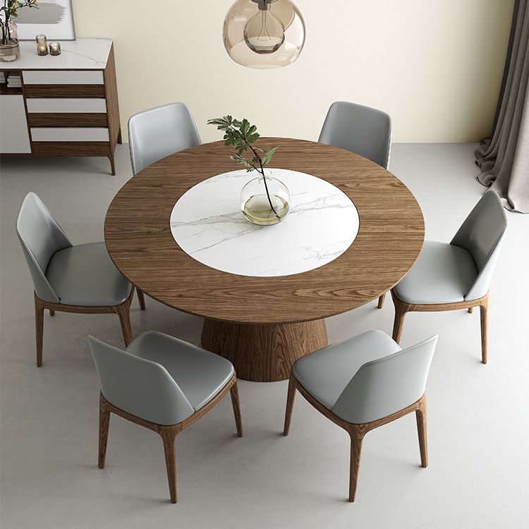 Modern 1/4/7 Pieces Round Dinette Set Ash Wood Dining Table Set with Stone Turntable Clearhalo 'Dining Room Sets' 'Dining Tables & Seating' 'dining_room_set' 'furn' 'furn_dining_room_set' 'Furniture' 'furniture_dining_room_set' 'Kitchen & Dining Furniture' 1200x1200_47260377-18f9-4cc3-9a6d-37810e0b5b14