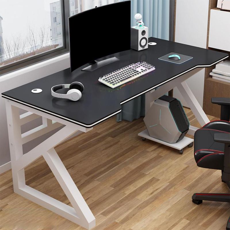 Contemporary Office Desk Antique Finish Wooden Computer Desk with Metal Legs Clearhalo 'furn' 'furn_office_desk' 'Furniture' 'Office Desks' 'Office Furniture' 'office_desk' 1200x1200_472ab54f-59b7-4556-8cef-5fc2b7cf691e