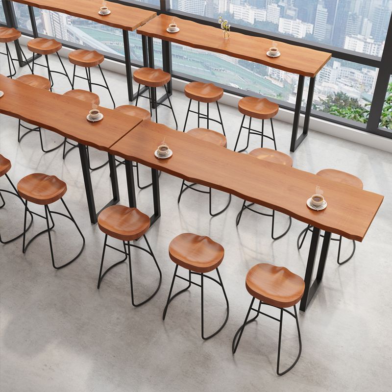 Pine Wood Top Bar Dining Table Modern Bistro Table with Double Pedestal in Black Clearhalo 'Bar Furniture' 'Bar Tables' 'bar_tables' 'furn' 'furn_bar_tables' 'Furniture' 'Kitchen & Dining Furniture' 1200x1200_472ad28f-067c-41ac-8f9f-60b542f0966f