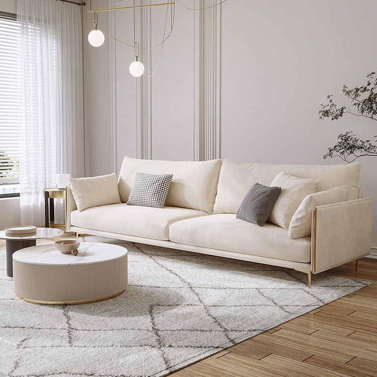 Contemporary Square Arm Settee Couch with Pillows in Beige for 1/2/3/4people Clearhalo 'furn' 'furn_sofas' 'Furniture' 'Living Room Furniture' 'Sofa' 'sofas' 1200x1200_472b89d1-f2d4-46ad-bef8-9bc3c4a828ac