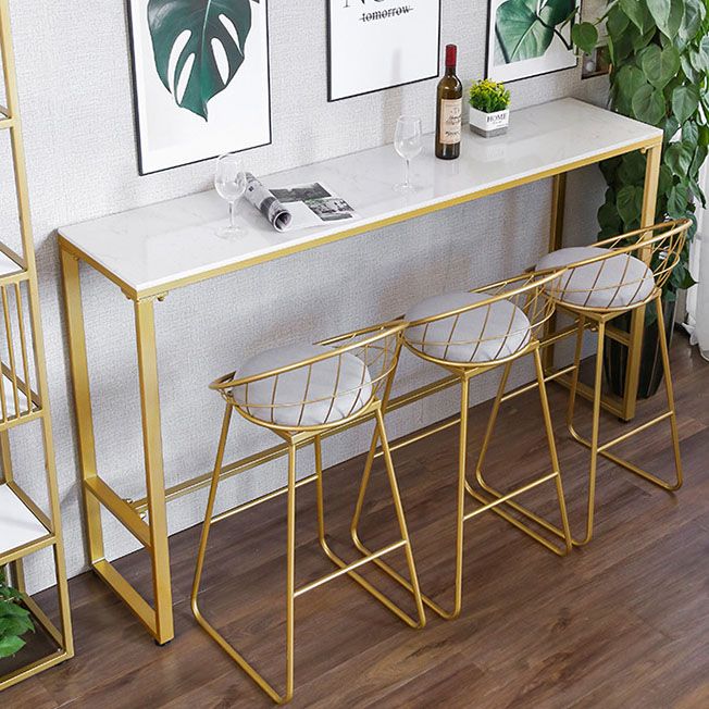 Tavolo da pub rettangolare in tavolo da bistrot lussuoso bianco con base di cavalletto in metallo