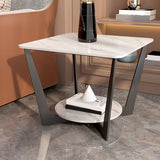 Cross Table Base Design Black Metal Base Marble Table Top Square Side Table