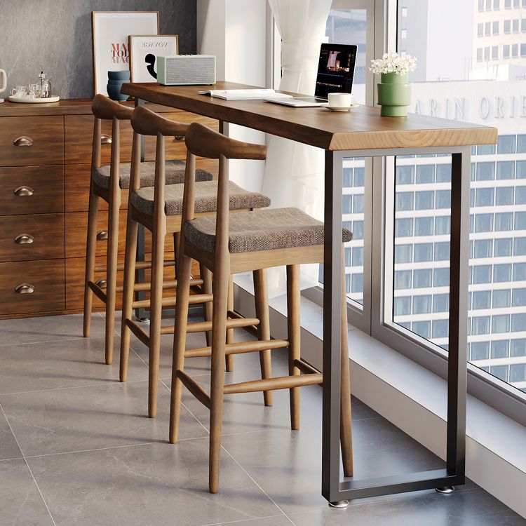 Modern Rectangle Wood Bar Table Metal Base for Milk Tea Shop Clearhalo 'Bar Furniture' 'Bar Tables' 'bar_tables' 'furn' 'furn_bar_tables' 'Furniture' 'Kitchen & Dining Furniture' 1200x1200_472d8f5a-9700-46ef-9313-0f84a9559592