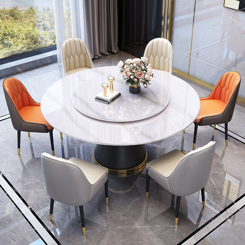 Modern Turntable Dinner Table Stainless Steel Base Stone Dining Table for Home Clearhalo 'Dining Tables & Seating' 'Dining Tables' 'dining_table' 'furn' 'furn_dining_table' 'Furniture' 'Kitchen & Dining Furniture' 1200x1200_472dc118-14d4-46f0-a6fc-9153b2d18844