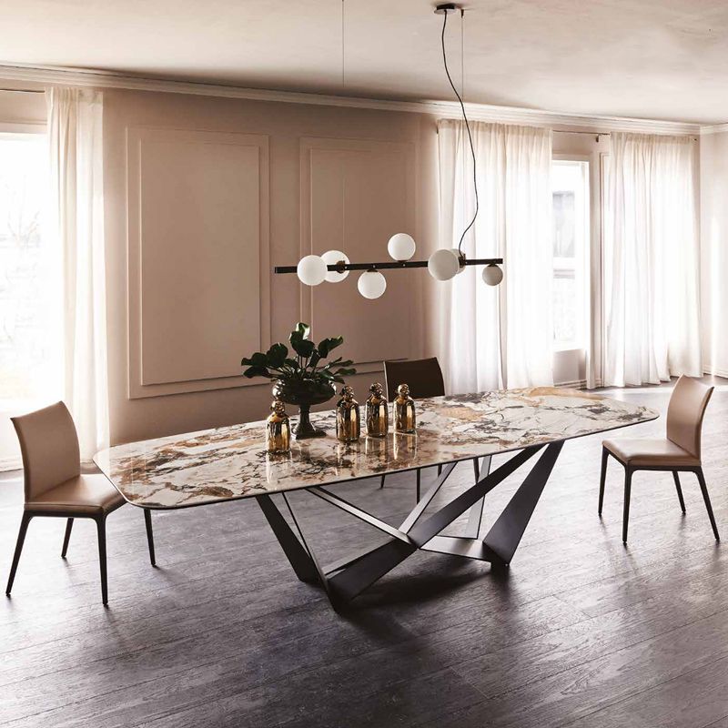 Industrial Sintered Stone Table for Restaurant Rectangle Dining Table with Black Pedestal Clearhalo ' dining_table' 'Dining Tables & Seating' 'Dining Tables' 'furn' 'furn_dining_table' 'Furniture' 'furniture_dining_table' 'Kitchen & Dining Furniture' 'kitchen&dining_furn' 'kitchen' 'kitchen_dining_table' 1200x1200_47319de6-f076-4b72-877a-7f1c05131e25