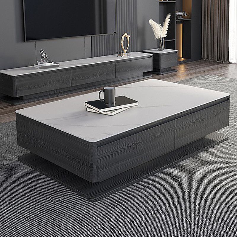 Modern Style Grey/white Slate Top Rectangular Coffee Table with Solid Wood Base Clearhalo 'Coffee & Accent Tables' 'Coffee Tables' 'coffee_tables' 'furn' 'furn_coffee_tables' 'Furniture' 'Living Room Furniture' 1200x1200_4732025b-09b5-4772-8124-88535baac20e