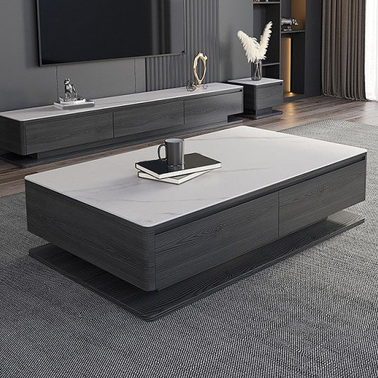 Modern Style Grey/white Slate Top Rectangular Coffee Table with Solid Wood Base Clearhalo 'Coffee & Accent Tables' 'Coffee Tables' 'coffee_tables' 'furn' 'furn_coffee_tables' 'Furniture' 'Living Room Furniture' 1200x1200_4732025b-09b5-4772-8124-88535baac20e