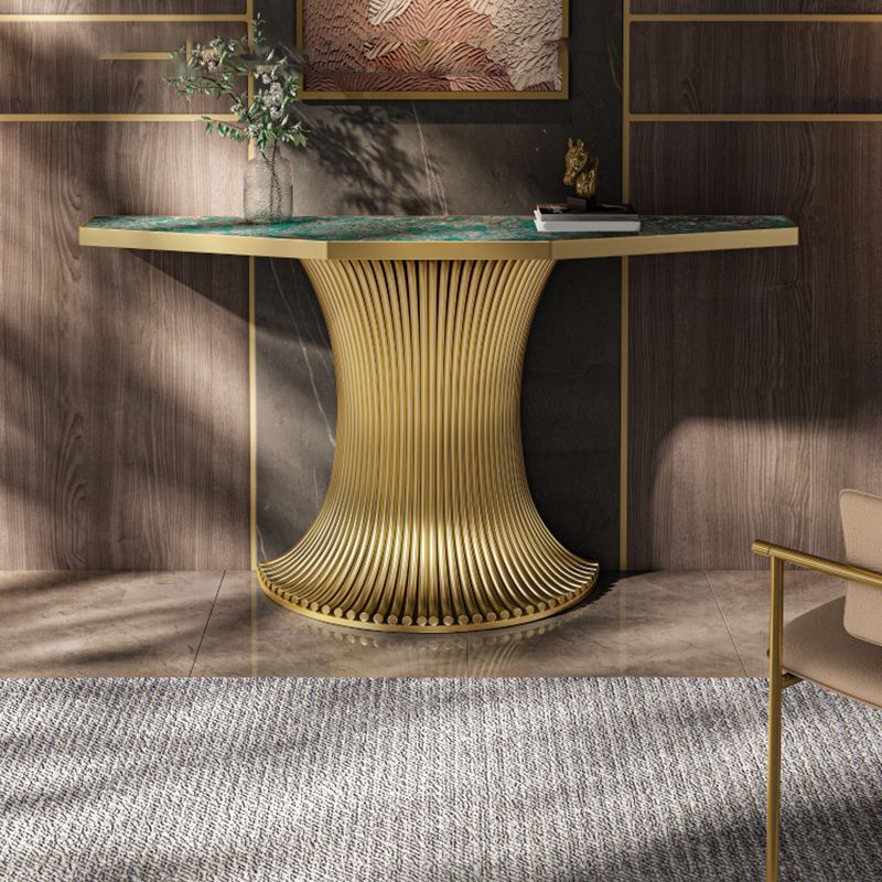 Glam Green Console Accent Table with Stainless Steel Bracket for Hall