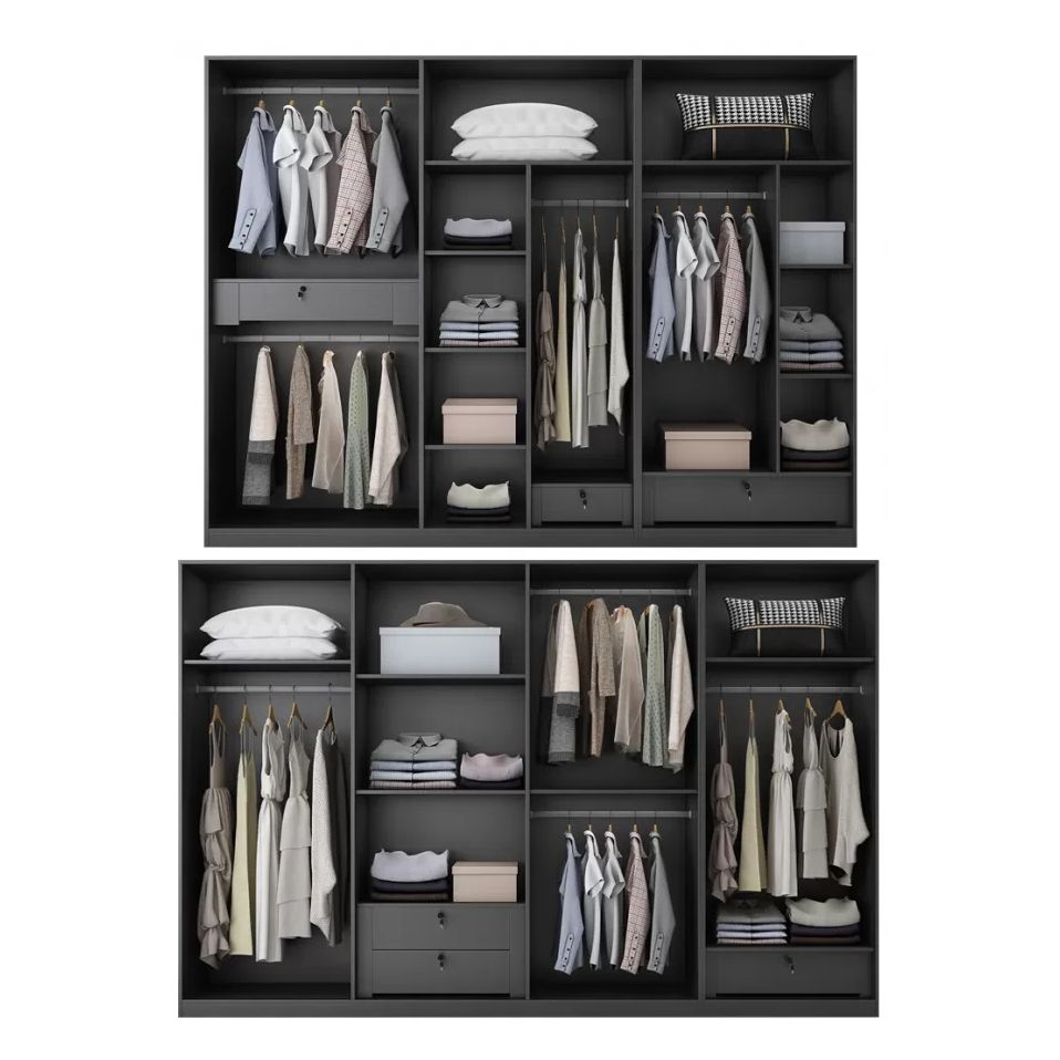 Mirrored Finish Wardrobe Armoire Modern Style Engineered Wood Wardrobe Clearhalo 'Armoires & Wardrobes' 'armoires_wardrobes' 'Bedroom Furniture' 'furn' 'furn_armoires_wardrobes' 'Furniture' 1200x1200_47348a61-5f5d-414c-bef6-7a7dabb7a397