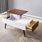 Retangular Natural Wood 4 Legs Coffee Table 1 Single Modern Cocktail Table with Drawers
