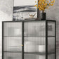 42'' Height Buffet Server Glass 2 Doors Metal Frame Dining Server for Living Room Clearhalo 'buffet_sideboard' 'Buffets & Sideboards' 'furn' 'furn_buffet_sideboard' 'Furniture' 'Kitchen & Dining Furniture' 1200x1200_47364755-7e1d-484f-a5b3-35509bce5516