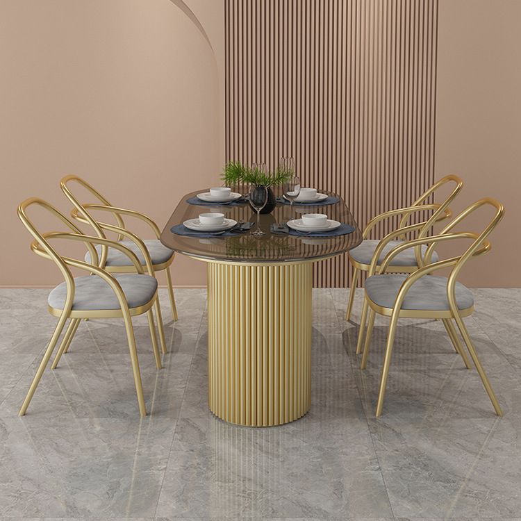 Glass Top Dining Table Modern Oval Dining Table with Double Pedestal Base Clearhalo 'Dining Tables & Seating' 'Dining Tables' 'dining_table' 'furn' 'furn_dining_table' 'Furniture' 'Kitchen & Dining Furniture' 1200x1200_4736d851-056c-4eaa-bdcb-d426d0d35453