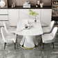Contemporary Round Dining Table Sintered Stone Table with White Pedestal Base,53.1"L x 53.1"W x 30"H Clearhalo ' dining_table' 'Dining Tables & Seating' 'Dining Tables' 'furn' 'furn_dining_table' 'Furniture' 'furniture_dining_table' 'Kitchen & Dining Furniture' 'kitchen&dining_furn' 'kitchen' 'kitchen_dining_table' 1200x1200_473918ca-8bee-403c-a0a7-023e9c774e38