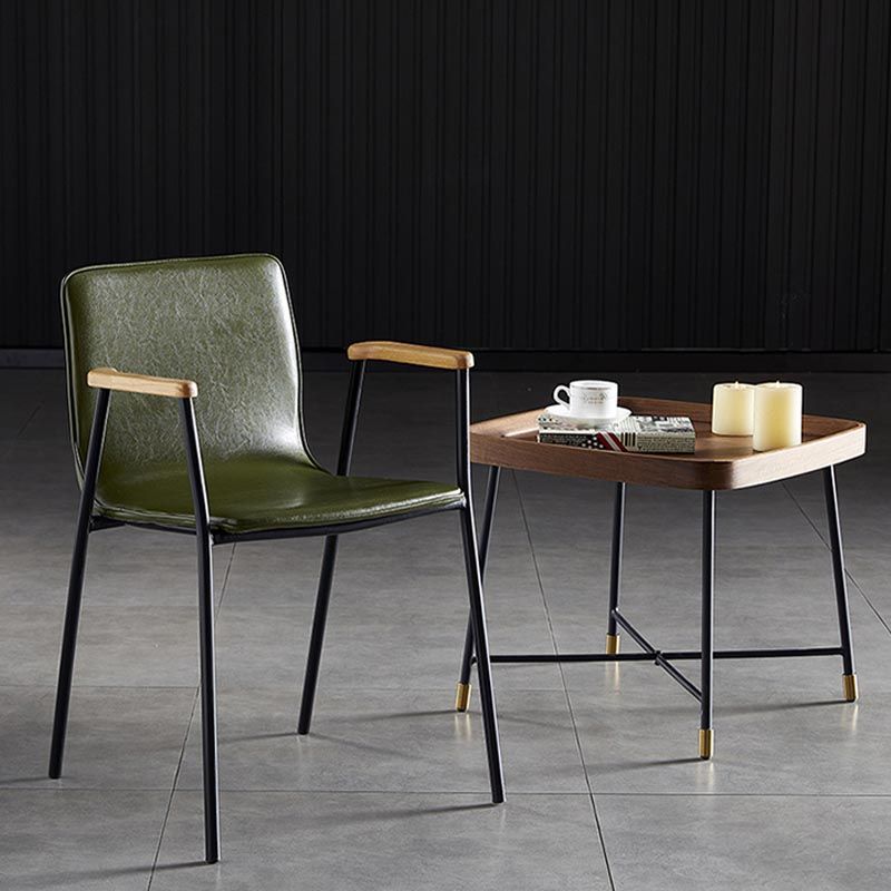 Industriële eetgelegenheden lederen eetkamerstoel met metalen basis