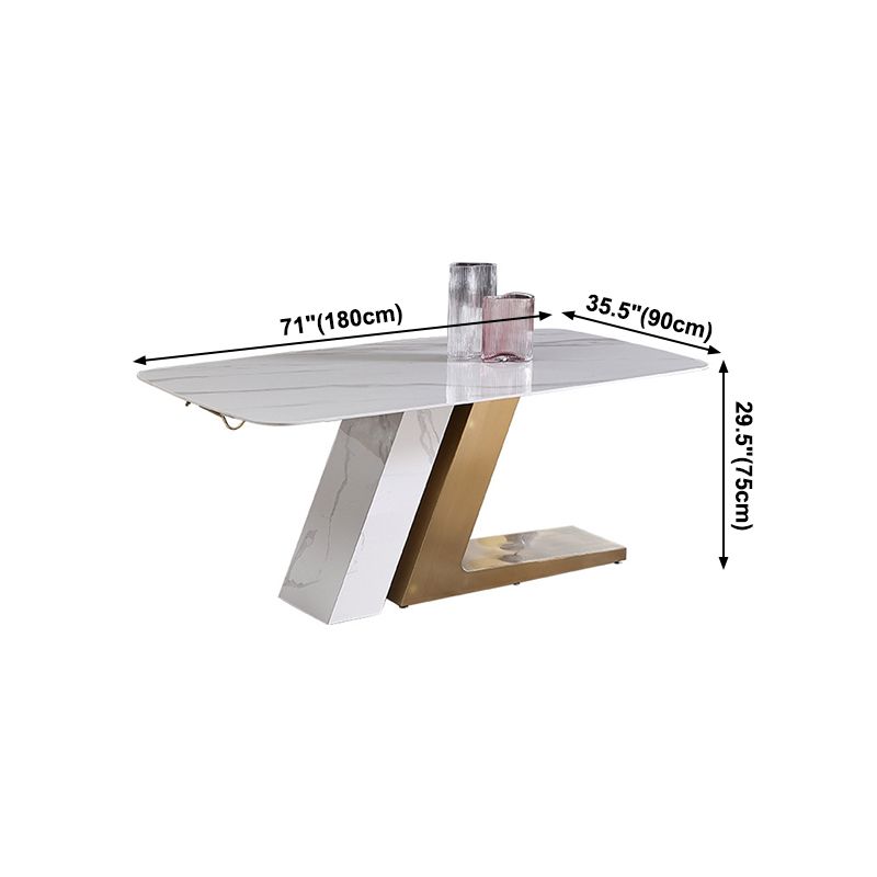 Metal Traditional Luxury Rectangle Dining Table Sintered Stone Dining Table for Home Clearhalo ' dining_table' 'Dining Tables & Seating' 'Dining Tables' 'furn' 'furn_dining_table' 'Furniture' 'furniture_dining_table' 'Kitchen & Dining Furniture' 'kitchen&dining_furn' 'kitchen' 'kitchen_dining_table' 1200x1200_47416a91-b777-45eb-bef8-19f1aceb2406