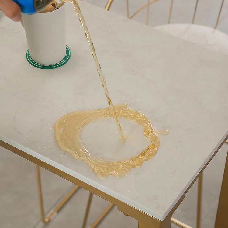 Glam White Marble Counter Table with Rectangle Table Top Gold Trestle Table, Only Table Clearhalo 'Bar Furniture' 'Bar Tables' 'bar_tables' 'furn' 'furn_bar_tables' 'Furniture' 'furniture_bar_tables' 'Kitchen & Dining Furniture' 1200x1200_47435fc6-2b5e-4ded-b604-7c0243df88c7